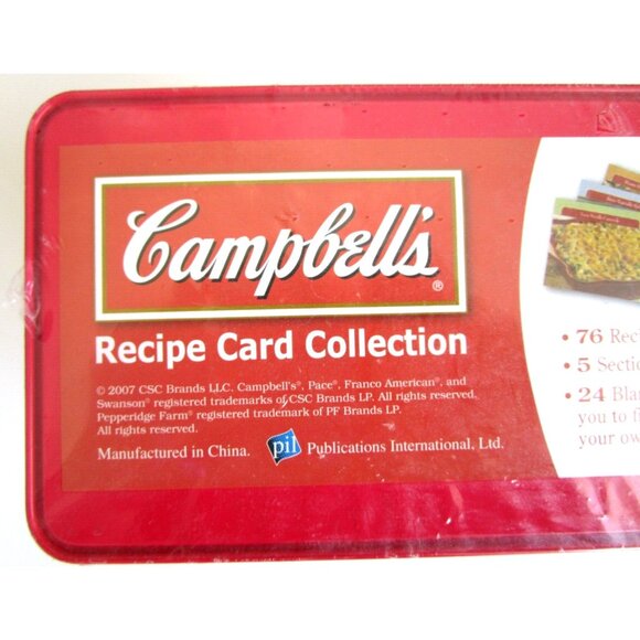 Campbell's Recipe Card Collection 2007 New Old Stock Recipes & Tin Box Unopened - Picture 3 of 8